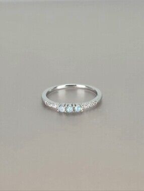 Opal and CZ Accent Ring